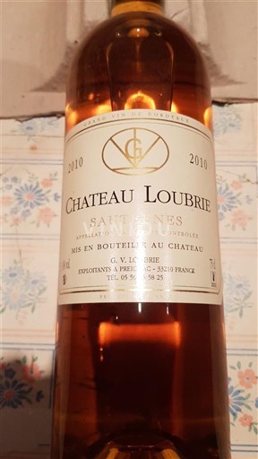 Bordeaux Sauternes Château Loubrie 2010