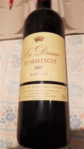 Bordeaux Margaux Château Malecot Saint Exupery La Dame de Malescot 2007
