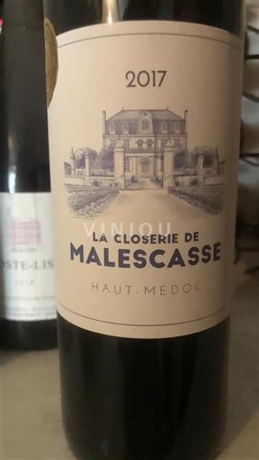 Bordeaux Haut-Médoc Château Malescasse La Closerie de Malescasse 2017