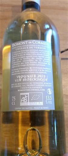 Provence, Lage Rhône-vallei, Corsica Coteaux du Verdon Bomont de Cormeil Viognier 2023