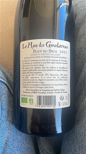 Rhônen laakso Côtes-du-rhône-villages Le Mas du Goudareau Plan de Dieu 2021