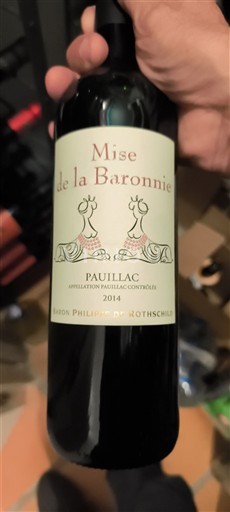 Bordeaux Pauillac Baron Philippe de Rothschild Mise de la Baronnerie 2014