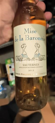 Bordeaux Sauternes Baron Philippe de Rothschild Mise de la Baronnie 2012
