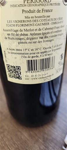 Aquitaine e Charentes Périgord Les Vignerons des Coteaux du Céou 2018