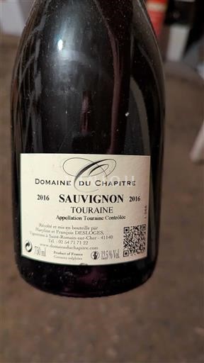 Thung lũng sông Loire Touraine Domaine Chapitre Sauvignon 2016