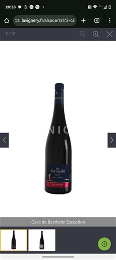 Alsace Pinot noir Cave de Bestheim Exception 2021