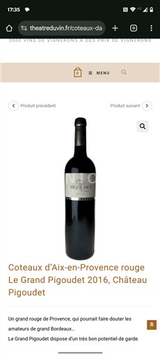 Provence Coteaux-d'Aix-en-Provence Château Pigoudet Le Grand Pigoudet 2016