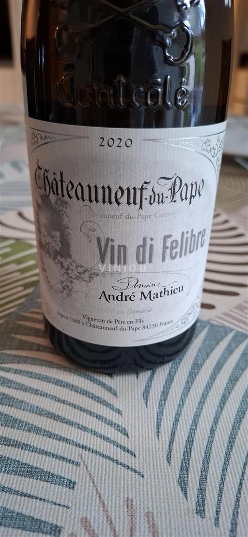Thung lũng Rhône Châteauneuf-du-pape Domaine André Mathieu Vin di Felibre 2020