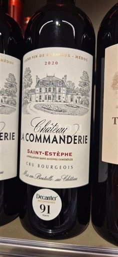 Vine Rouge sec Château La Commanderie 2020 Frankrig Bordeaux Saint-Estèphe AOC Cru Bourgeois