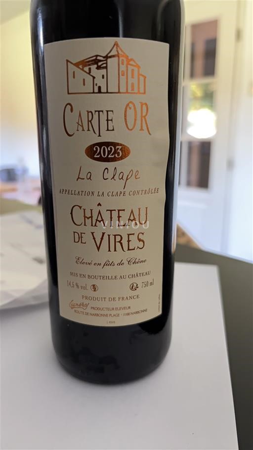 Linguadoca La Clape Château Vires Carte OR 2023