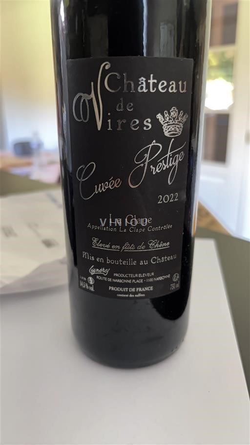 Linguadoca La Clape Château Vires Prestige 2022