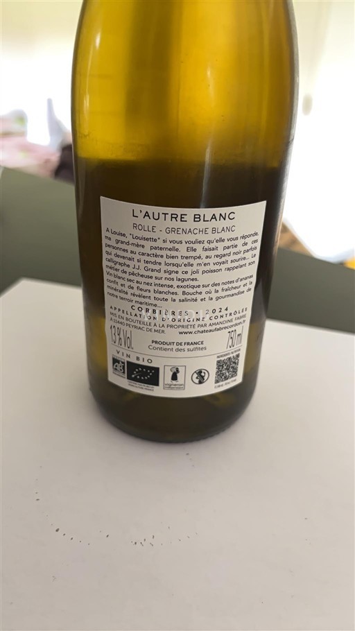 Langvedok Corbières Amandine Fabre L'Autre Blanc 2024