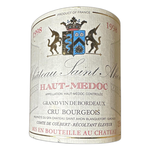 Bordeaux Haut-Médoc Château Saint Ahon Cru bourgeois 1998