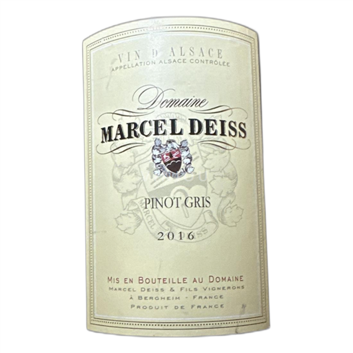 Alsace Pinot grigio Domaine Marcel Deiss 2016