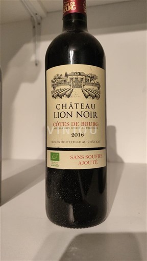 Bordeaux Côtes-de-bourg Château Lion Noir Sans Soufre Ajouté 2016
