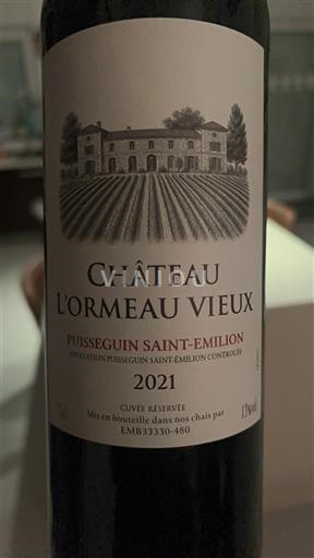 Bordeaux Puisseguin-saint-émilion Château L'Ormeau Vieux Réservée 2021