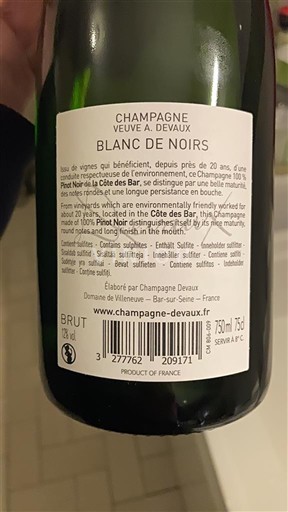 Champagne Veuve A. Devaux Blanc de Noirs Icke årgångsbetecknad