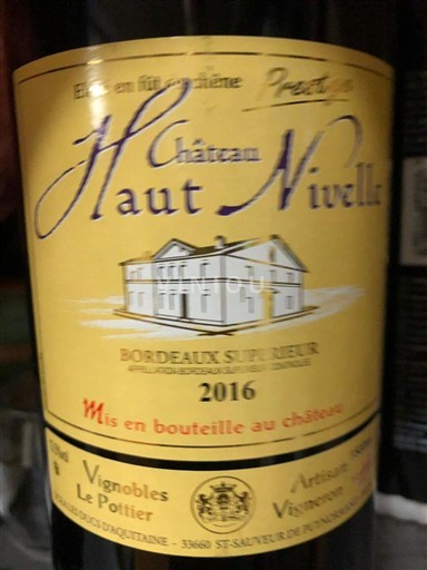 Bordeaux Bordeaux Supérieur Château Haut Nivelle 2016