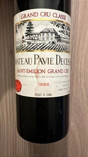 Bordeaux Saint-Émilion Grand Cru Grand Cru Classé Château Pavie Decesse 1986