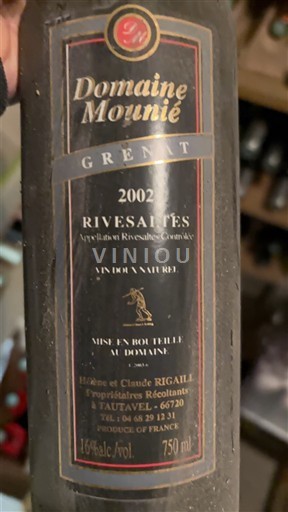 Roussillon Rivesaltes Domaine Mounié Grenat 2002