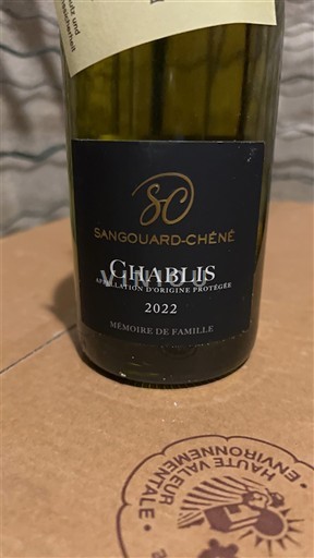Burgundi Chablis Sangouard-Chéné Mémoire de Famille 2022