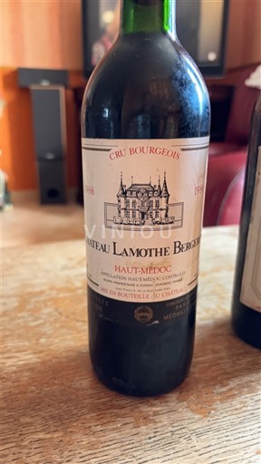 Bordeaux Haut-Médoc Cru Bourgeois Château Lamothe Bergeron 1986