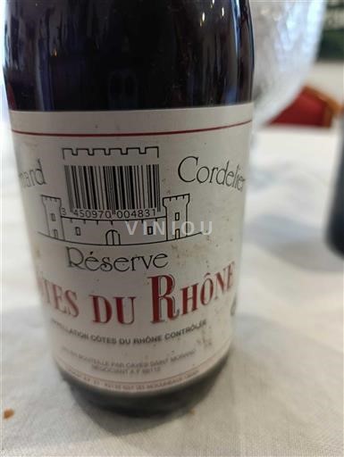 Thung lũng Rhône Côtes-du-rhône Bernard Cordelier Réserve 2001