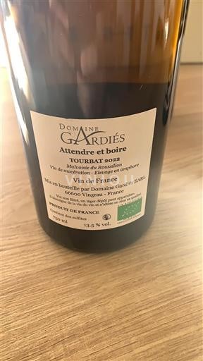 Wijnen Blanc sec Attendre et boire Tourbat Domaine Gardiés 2022 Frankrijk Roussillon Niet gespecificeerd AOC