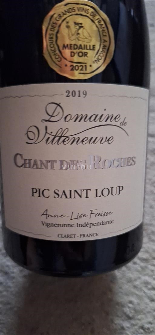 Languedoc Pic-saint-loup Domaine Villeneuve Chant des Roches 2019
