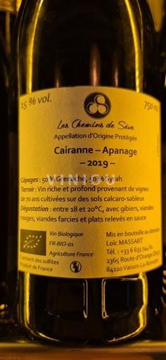 Rona dolina Cairanne Les Chemins de Sève Apanage 2019