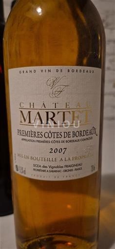 Bordeaux Premières Côtes de Bordeaux Château Martet 2007