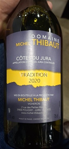 Jura Côtes du Jura Domaine Michel Thibaut Tradition 2020