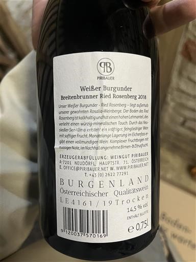 Burgenland Rosalia DAC Piribauer Weißburgunder Breitenbrunner Ried Rosenberg 2018