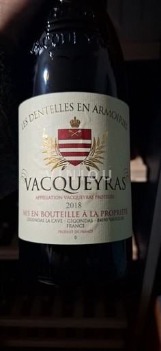 Rhônedalen Vacqueyras Les Dentelles en Armoiries 2018