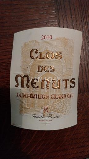 Bordeaux Saint-Émilion Grand Cru Grand Cru Clos des Menuts 2010