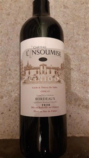 Bordeaux Château L'Insoumise Fût de chêne 2020