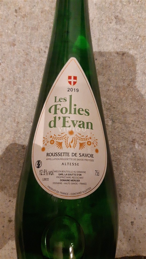 Savoja in Bugey Roussette de Savoie Domaine Mercier Les Folies d'Evan 2019