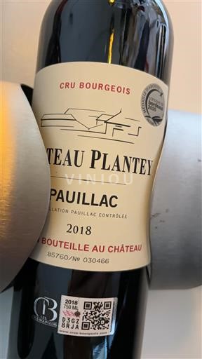 Bordeaux Pauillac Cru Bourgeois Château Plantey 2018