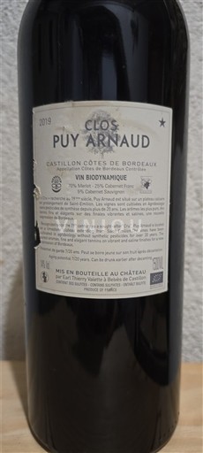 Bordeaux Castillon-côtes-de-bordeaux Clos Puy Arnaud 2019