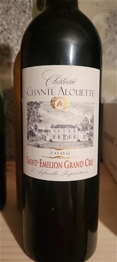 Burdeos Saint-Émilion Gran Cru Grand Cru Château Chante Alouette 2006