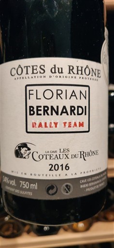 Vallée du Rhône Côtes-du-rhône La Cave Les Coteaux du Rhône Florian Bernardi Rally Team 2016