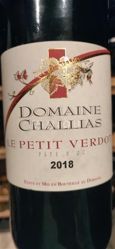 Languedoc-Roussillon Pays d'Oc Domaine Challias Le Petit Verdot 2018