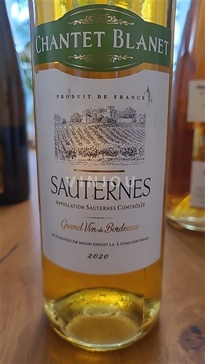 Burdeos Sauternes Chantet Blanet 2020