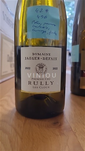 Bourgogne Rully Premier Cru Domaine Jaeger-Defaix Les Cloux 2022