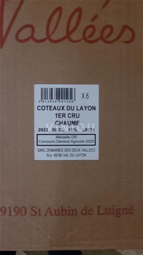 Thung lũng sông Loire Chaume Domaine Des Deux Vallées 2023