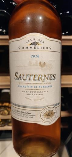 Bordeaux Sauternes Club des Sommeliers 2010