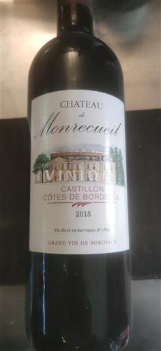 Bordeaux Castillon Côtes de Bordeaux Château Monécueil 2015