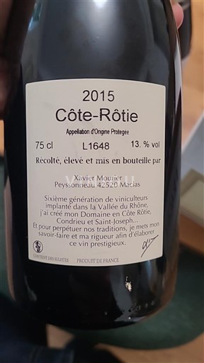 Rhônen laakso Côte-rôtie Xavier Mourier Pierre blanche 2015