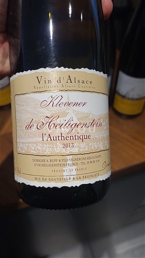 Alsazia Klevener di Heiligenstein Domaine A. Ruff & Fils l'Authentique 2013