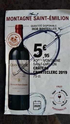 Bordeaux Montagne-saint-émilion Château Chanteclerc 2019